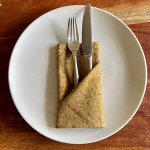 Golden abstract leaf print cloth dinner napkin - 13in square